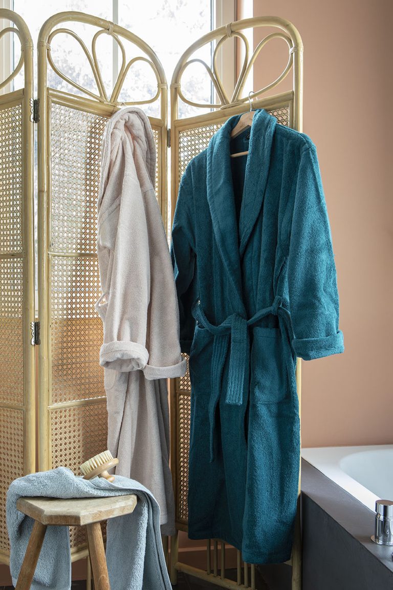 Peignoir De Bain Col Châle 70% Coton 30% Bambou - Ultra Doux, Absorbant, Hypoallergénique, Tailles S à XXL