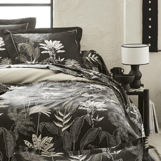 mon bercail drap plat en satin de coton cayenne ebene